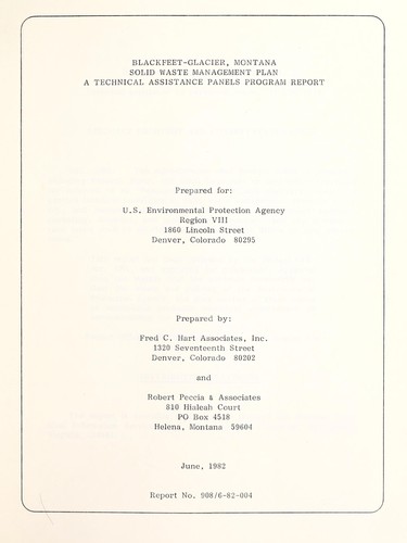 Blackfeet-Glacier, Montana solid waste management plan