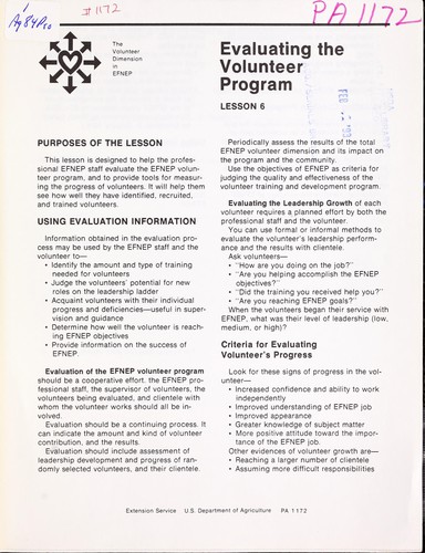 Evaluating the volunteer program. 6.