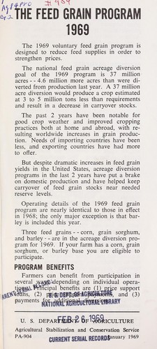 The feed grain program, 1969