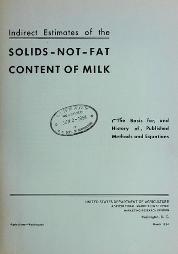 Indirect estimates of the solids-not-fat content of milk