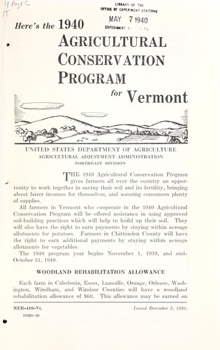 Here's the 1940 agricultural conservation program for Vermont