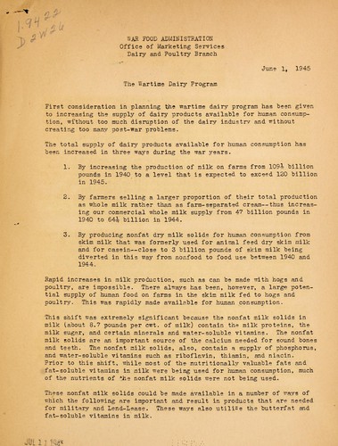 The wartime dairy program