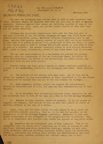 Fat salvage program copy policy