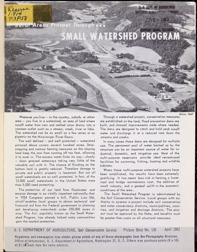 Rural areas prosper through-- Small Watershed Program