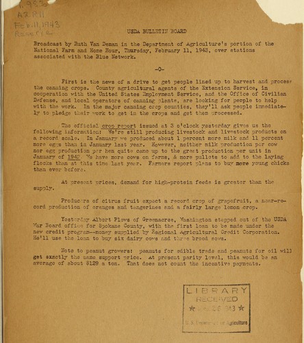 USDA bulletin board