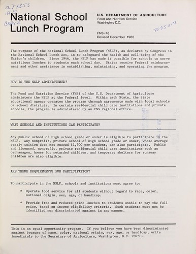 National school lunch program