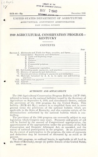 1940 Agricultural Conservation Program, Kentucky