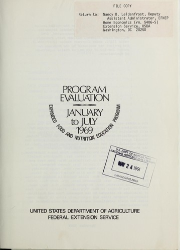 Program evaluation, January to July 1969, Expanded Food and Nutrition education Program