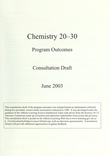 Chemistry 20-30, program outcomes