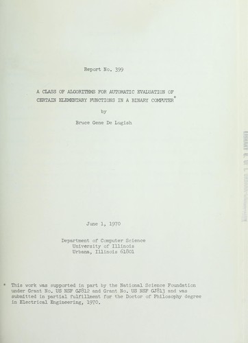 A class of algorithms for automatic evaluation of certain elementary functions in a binary computer