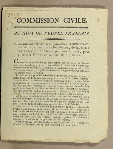 Commission civile.. Au nom du peuple français by Saint-Domingue. Commissaires nationaux-civils cover