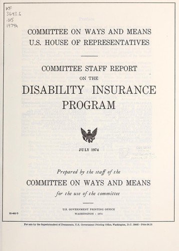 Committee staff report on the disability insurance program