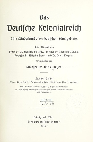Das deutsche Kolonialreich by Meyer, Hans cover