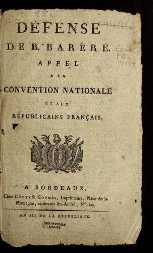 Défense de B. Barère by B. Barère cover