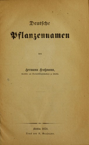 Deutsche Pflanzennamen by Hermann Grassmann cover