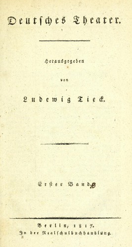Deutsches Theater by Ludwig Tieck cover