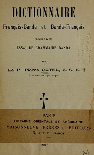 Dictionnaire français-banda et banda-français by Pierre Cotel cover