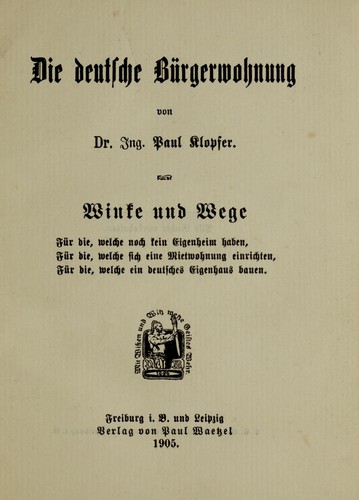 Die deutsche Bürgerwohnung by Paul Klopfer cover