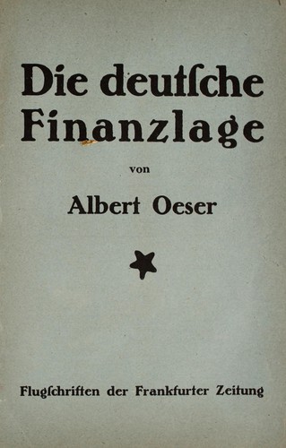 Die deutsche finanzlage by Albert Oeser cover