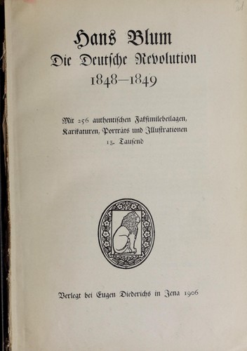 Die deutsche Revolution, 1848-1849 by Hans Blum cover