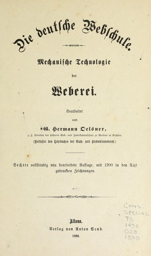 Die deutsche Webschule by G. Hermann Oelsner cover