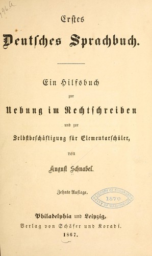 Erstes Deutsches Sprachbuch by August Schnabel cover