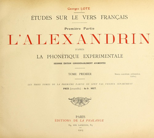 Études sur le vers français... by Georges Lote cover