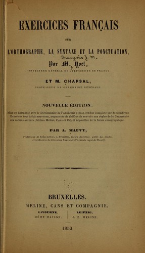 Exercices français sur l'orthographie by François Noel cover