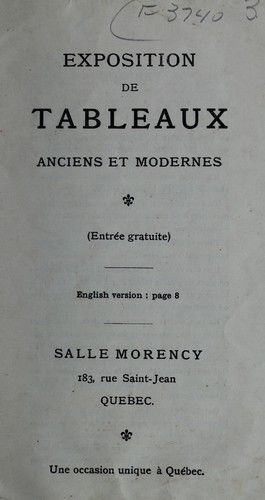 Exposition de tableaux anciens et modernes; catalogue en francais et en anglais