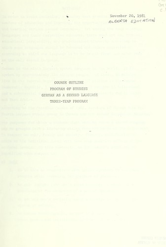 Course outline, program of studies, German as a second language, three-year program
