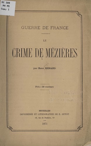 Guerre de France by René Joseph Ménard cover