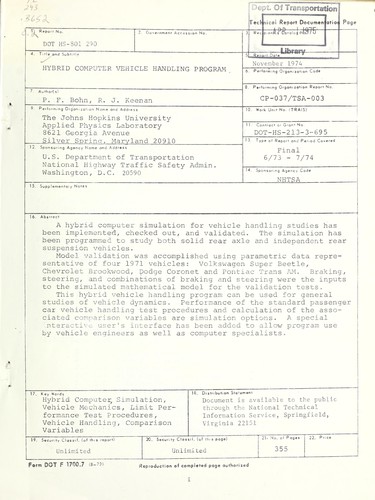 Hybrid computer vehicle handling program