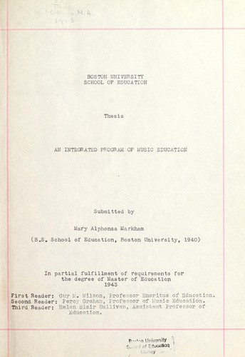 Integrated program of music education