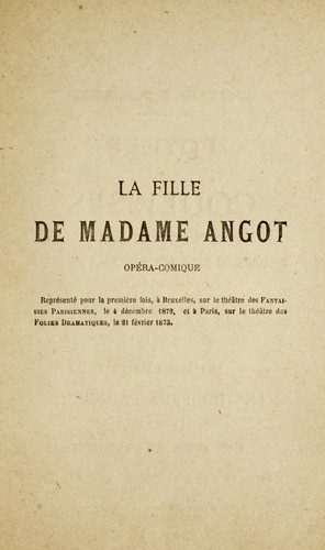 La fille de Madame Angot by Charles Lecocq cover