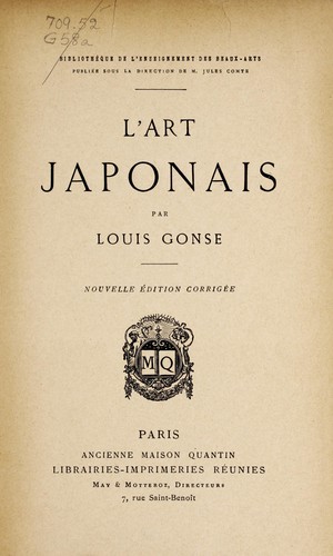 L' art japonais by Louis Gonse cover