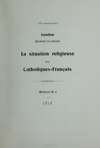 La situation religieuse des catholiques-francais by  cover