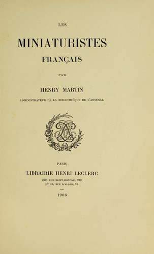 Les miniaturistes français by Henry Martin cover