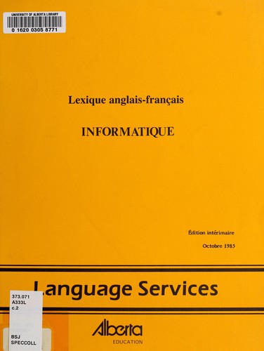 Lexique anglais - français by Alberta. Alberta Education. Language Services cover