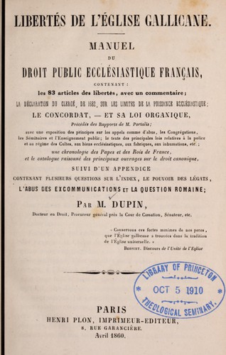 Libertés de l'Église gallicane by André Marie Jean Jacques Dupin cover