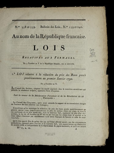 Lois relatives aux fermages by France cover
