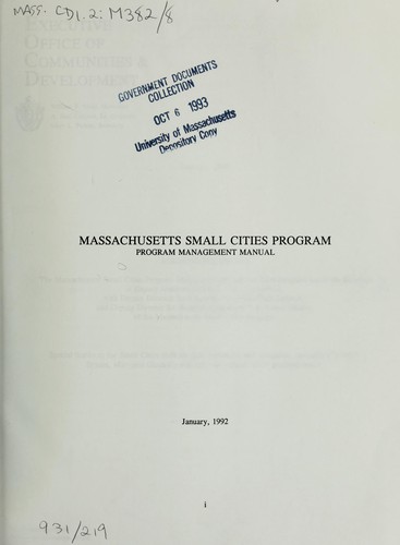Massachusetts Small Cities Program