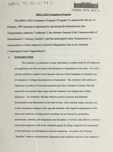 MBTA EEO compliance program