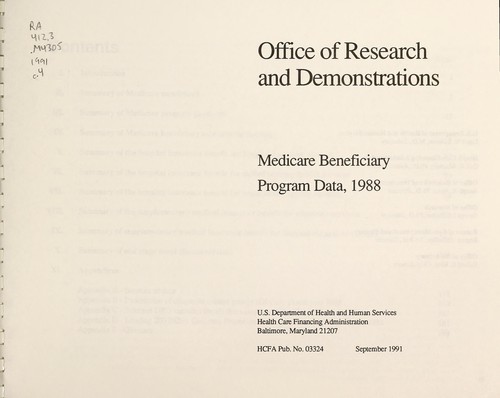 Medicare beneficiary program data, 1988
