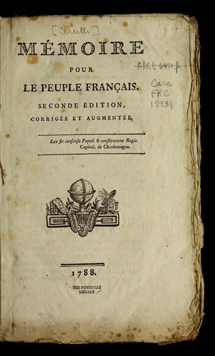 Mémoire pour le peuple français by Joseph-Antoine-Joachim Cérutti cover