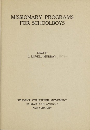 Missionary programs for schoolboys