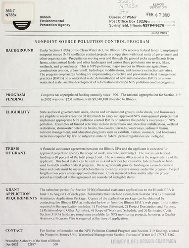 Nonpoint Source Pollution Control Program