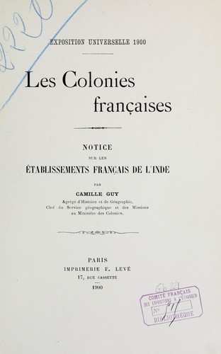 Notice sur les établissements français de l'Inde by Camille Guy cover