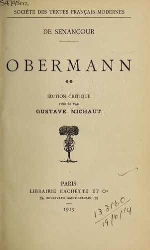 Obermann by Etienne Pivert de Senancour cover