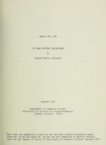On some optimal algorithms