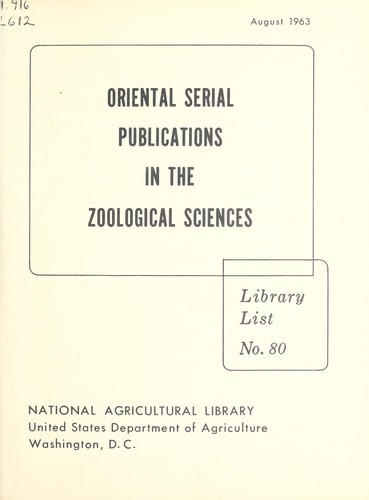 Oriental serial publications in the zoological sciences by Leslie Tse-chiu Kuo cover